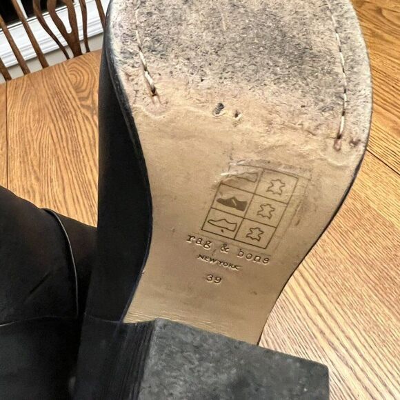 Rag & Bone Boots Newbury Ankle Booties Heels Black Leather Size 39 (8.5-9) - Picture 9 of 9